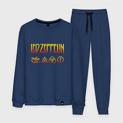 Костюм хлопковый мужской Led Zeppelin - logotype, цвет: тёмно-синий