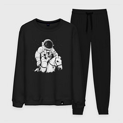 Костюм хлопковый мужской Космонавт на коне, цвет: черный