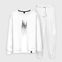 Костюм хлопковый мужской Медведь в лесу, цвет: белый