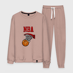 Костюм хлопковый мужской Basketball - NBA logo, цвет: пыльно-розовый