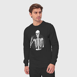 Костюм хлопковый мужской Скелет с жестом Виктория, цвет: черный — фото 2