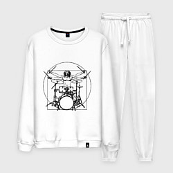 Костюм хлопковый мужской Vitruvian drummer, цвет: белый