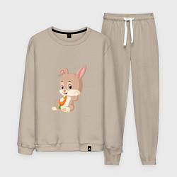 Костюм хлопковый мужской Кролик с морковочкой, цвет: миндальный
