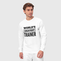 Костюм хлопковый мужской The worlds okayest trainer, цвет: белый — фото 2