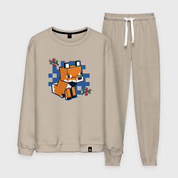 Костюм хлопковый мужской Лиса из Майнкрафта, цвет: миндальный