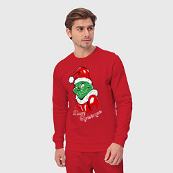 Костюм хлопковый мужской Merry Christmas, Santa Claus Grinch, цвет: красный — фото 2