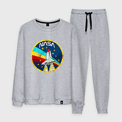 Костюм хлопковый мужской NASA - emblem - USA, цвет: меланж