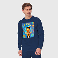 Костюм хлопковый мужской Кот - Повелитель Вселенной, цвет: тёмно-синий — фото 2