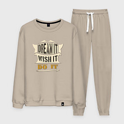 Костюм хлопковый мужской Dream it, Wish it, Do it, цвет: миндальный