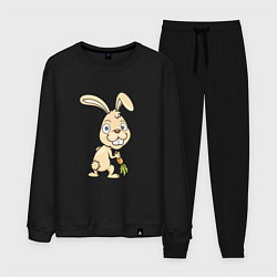 Костюм хлопковый мужской Кролик с морковкой, цвет: черный