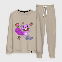 Костюм хлопковый мужской Toothy trap, цвет: миндальный