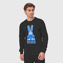 Костюм хлопковый мужской Геометрический синий кролик 2023, цвет: черный — фото 2