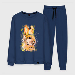Костюм хлопковый мужской Портрет рыжего кролика, цвет: тёмно-синий