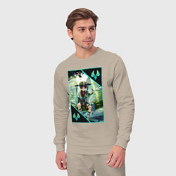 Костюм хлопковый мужской Скарамучча анемо странник, цвет: миндальный — фото 2