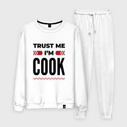 Костюм хлопковый мужской Trust me - Im cook, цвет: белый
