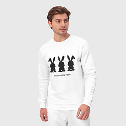 Костюм хлопковый мужской Happy new year rabbits, цвет: белый — фото 2