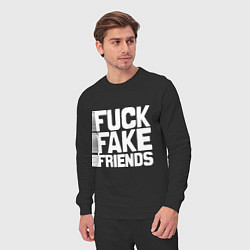 Костюм хлопковый мужской Fuck fake friends, цвет: черный — фото 2