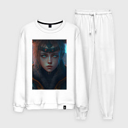 Костюм хлопковый мужской Девочка в стиле киберпанк, цвет: белый