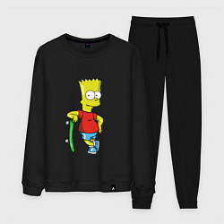 Костюм хлопковый мужской Барт и скейт, цвет: черный