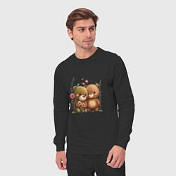 Костюм хлопковый мужской Плюшевые медведи с сердцем, цвет: черный — фото 2