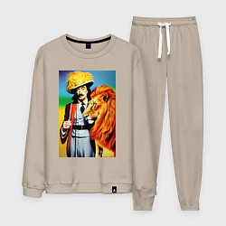 Костюм хлопковый мужской Salvador Dali and lion, цвет: миндальный