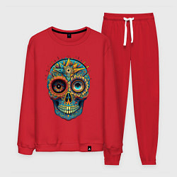 Костюм хлопковый мужской Mexican skull, цвет: красный
