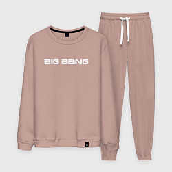 Костюм хлопковый мужской Big bang белый логотип, цвет: пыльно-розовый
