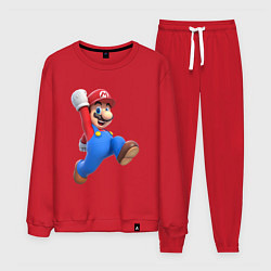 Костюм хлопковый мужской Марио прыгает, цвет: красный