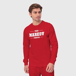 Костюм хлопковый мужской Team Markov forever - фамилия на латинице, цвет: красный — фото 2