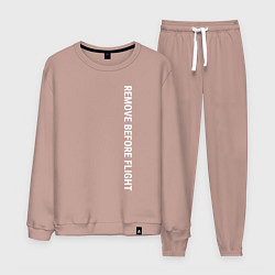 Костюм хлопковый мужской Remove before flight, цвет: пыльно-розовый