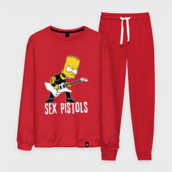 Костюм хлопковый мужской Sex Pistols Барт Симпсон рокер, цвет: красный