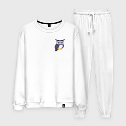 Костюм хлопковый мужской Мультяшный совенок, цвет: белый