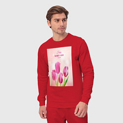 Костюм хлопковый мужской Цветы 8 марта, цвет: красный — фото 2