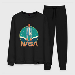 Костюм хлопковый мужской NASA Ship, цвет: черный