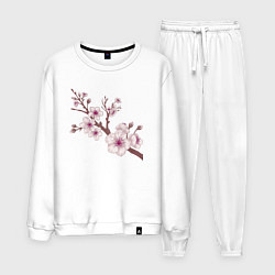 Костюм хлопковый мужской Ветка сакуры - весна - Япония, цвет: белый