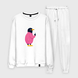 Костюм хлопковый мужской Модная галка, цвет: белый