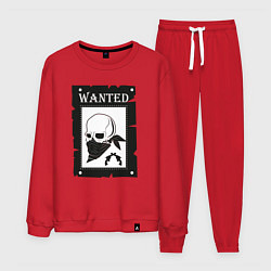 Костюм хлопковый мужской Череп wanted, цвет: красный