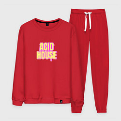 Костюм хлопковый мужской Acid house стекающие буквы, цвет: красный