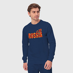 Костюм хлопковый мужской Russia: в стиле хохлома, цвет: тёмно-синий — фото 2