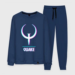 Костюм хлопковый мужской Quake в стиле glitch и баги графики, цвет: тёмно-синий