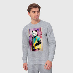 Костюм хлопковый мужской Панда в модной куртке - акварель, цвет: меланж — фото 2