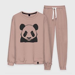 Костюм хлопковый мужской Панда китайский медведь, цвет: пыльно-розовый