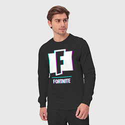 Костюм хлопковый мужской Fortnite в стиле glitch и баги графики, цвет: черный — фото 2