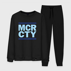 Костюм хлопковый мужской Run Manchester city, цвет: черный