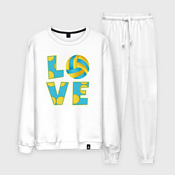 Костюм хлопковый мужской Volleyball love, цвет: белый