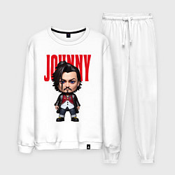Костюм хлопковый мужской Johnny Depp - cool dude - pop art, цвет: белый