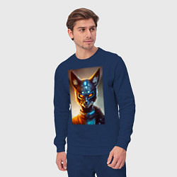 Костюм хлопковый мужской Cyber-fox - neural network, цвет: тёмно-синий — фото 2