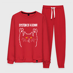 Костюм хлопковый мужской System of a Down rock cat, цвет: красный