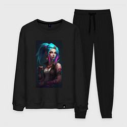 Костюм хлопковый мужской Jinx Arcane League of Legends, цвет: черный