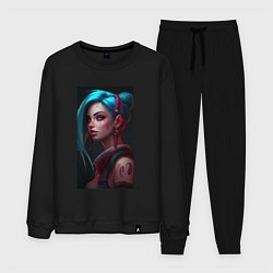 Костюм хлопковый мужской Jinx art Arcane League of Legends, цвет: черный
